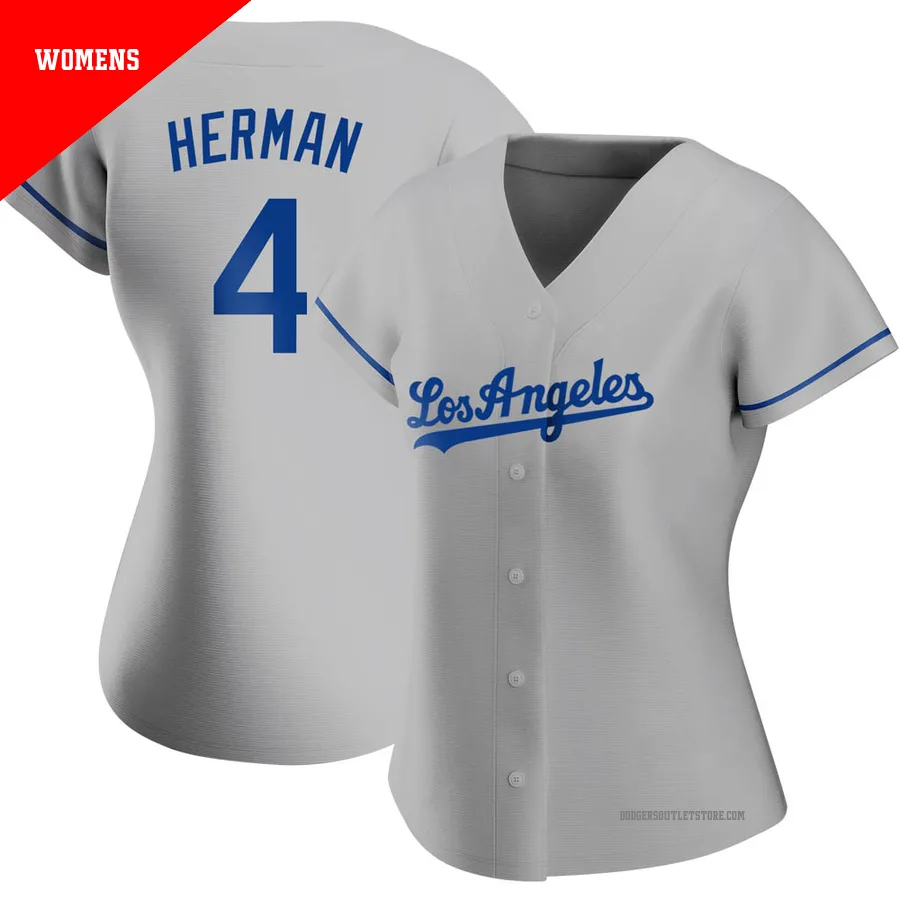 Los Angeles Dodgers ＃4 Babe Herman Women's Gray Replica Road Jersey