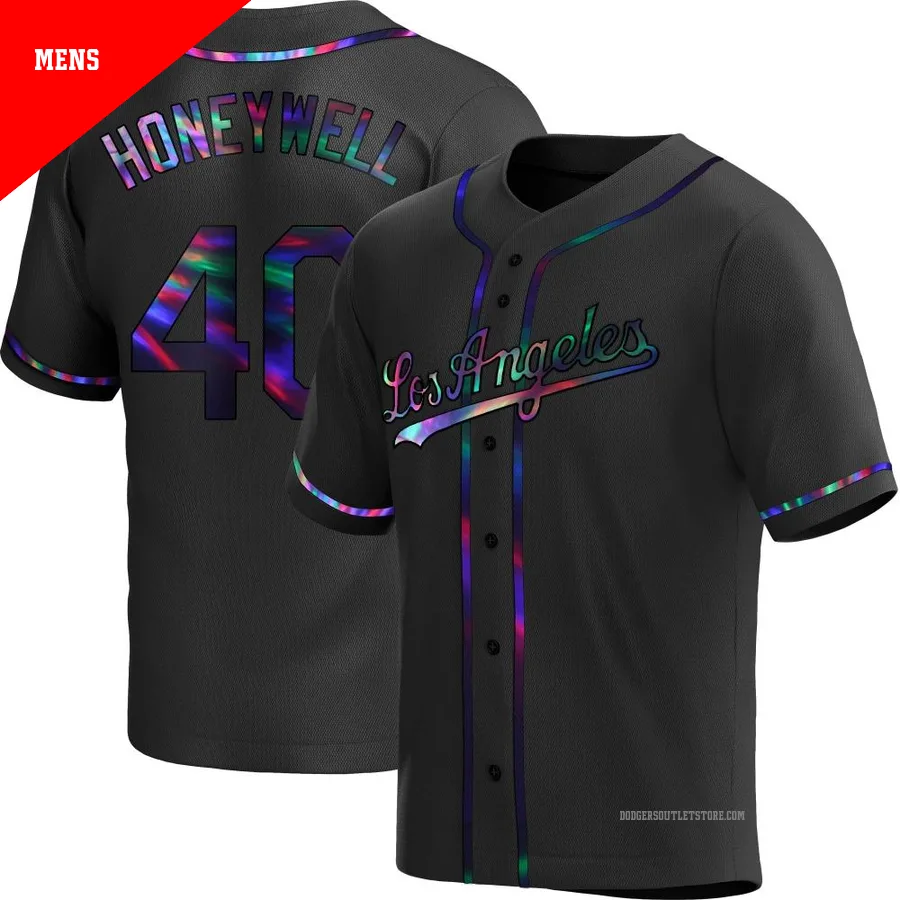 Los Angeles Dodgers ＃40 Brent Honeywell Men's Black Replica Holographic Alternate Jersey