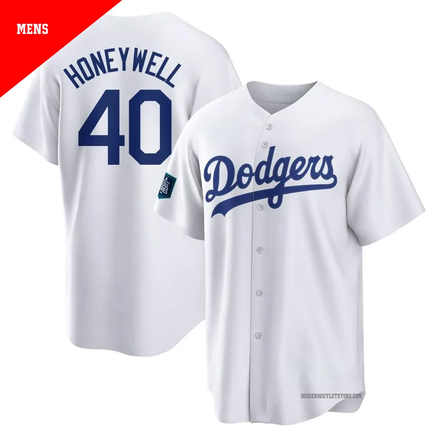 Los Angeles Dodgers ＃40 Brent Honeywell Men's White Replica 2024 World Tour Seoul Series Home Jersey