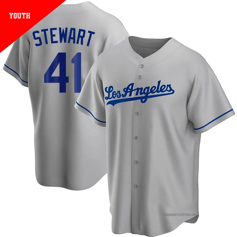Los Angeles Dodgers ＃41 Brock Stewart Youth Gray Replica Road Jersey