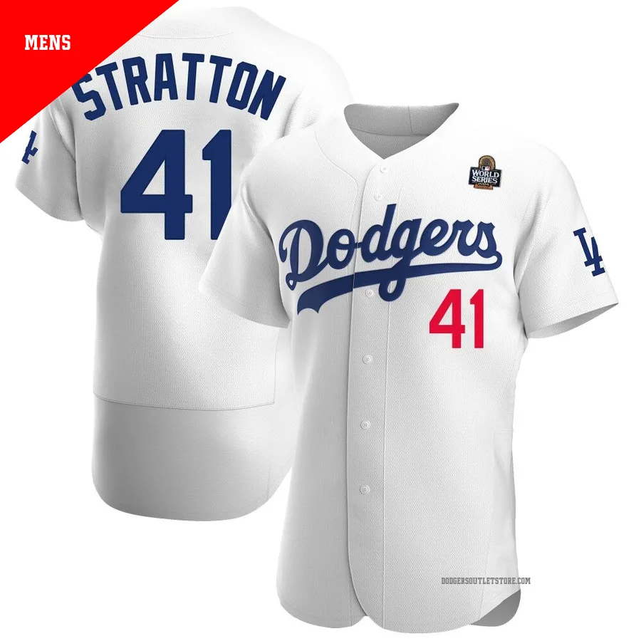 Los Angeles Dodgers ＃41 Chris Stratton Men's White Authentic Home Official 2024 World Series Jersey