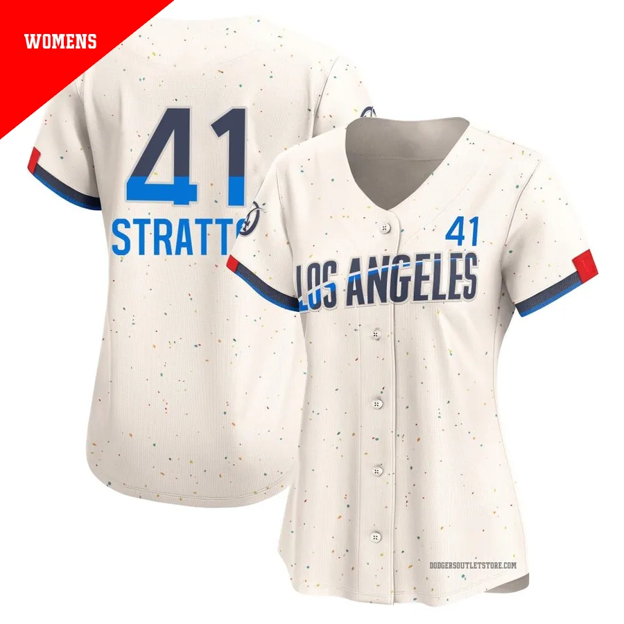 Los Angeles Dodgers ＃41 Chris Stratton Women's Cream Limited 2024 City Connect Jersey
