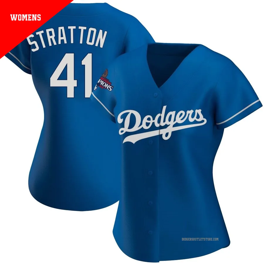 Los Angeles Dodgers ＃41 Chris Stratton Women's Royal Replica Alternate 2024 World Series Champions Jersey