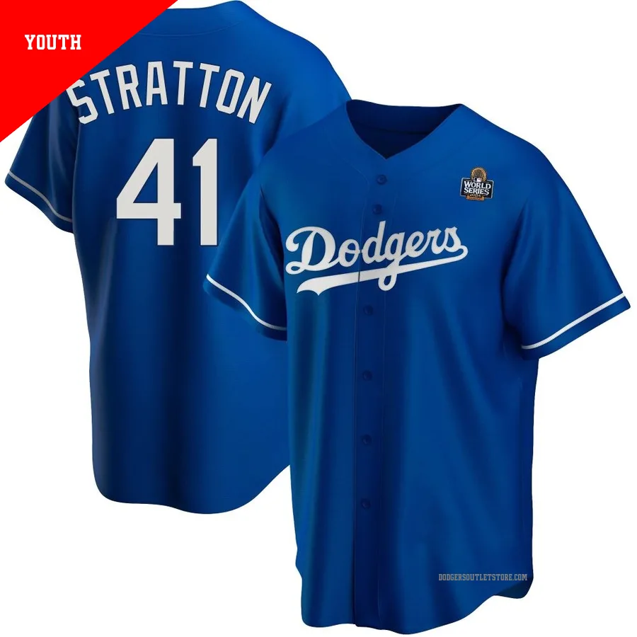 Los Angeles Dodgers ＃41 Chris Stratton Youth Royal Replica Alternate 2024 World Series Jersey