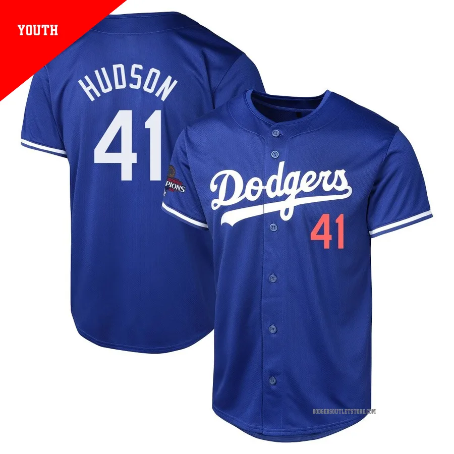 Los Angeles Dodgers ＃41 Daniel Hudson Youth Royal Limited Alternate World Series Champions Jersey