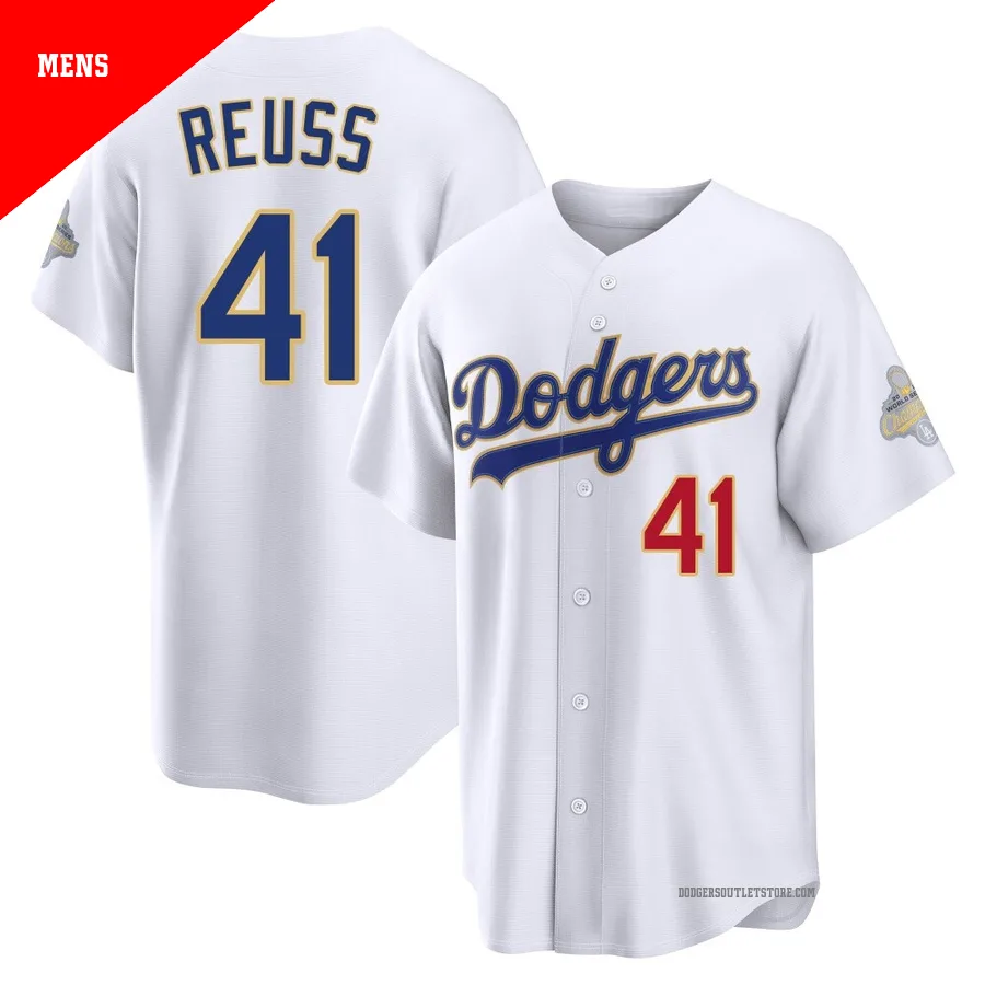 Los Angeles Dodgers ＃41 Jerry Reuss Men's Gold Limited White 2026 Collection Stadium Jersey