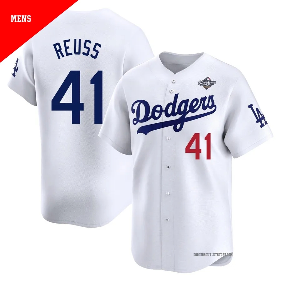 Los Angeles Dodgers ＃41 Jerry Reuss Men's White Limited Home 2025 World Series Jersey