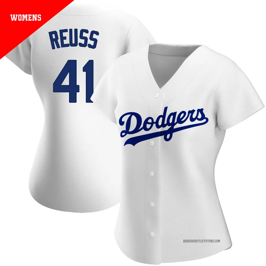 Los Angeles Dodgers ＃41 Jerry Reuss Women's White Authentic Home Jersey