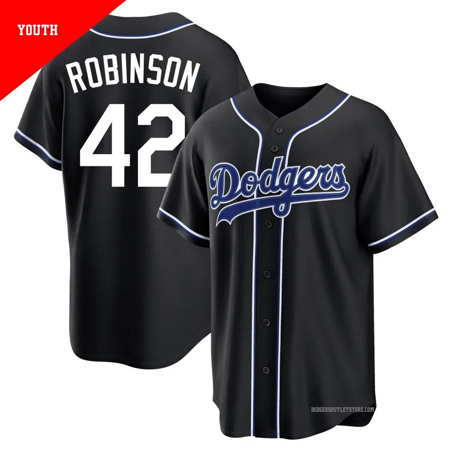 Los Angeles Dodgers ＃42 Jackie Robinson Youth Black Replica Fashion Out Jersey