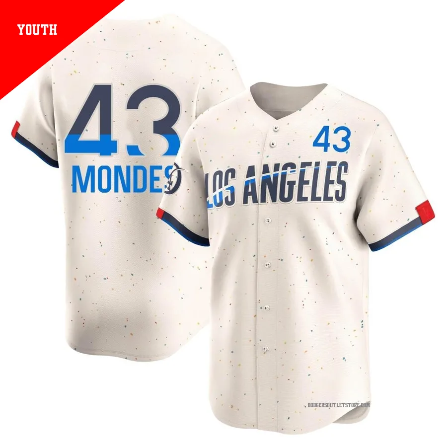 Los Angeles Dodgers ＃43 Raul Mondesi Youth Cream Limited 2024 City Connect Jersey