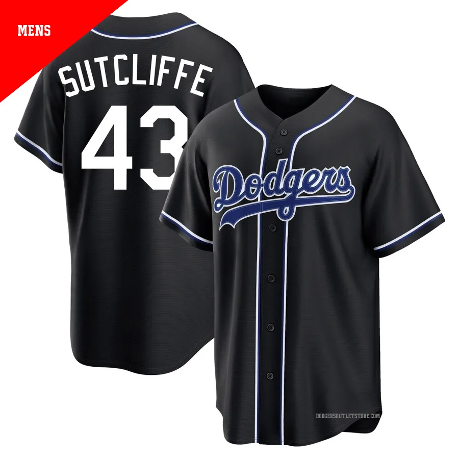 Los Angeles Dodgers ＃43 Rick Sutcliffe Men's Black Replica Fashion Out Jersey