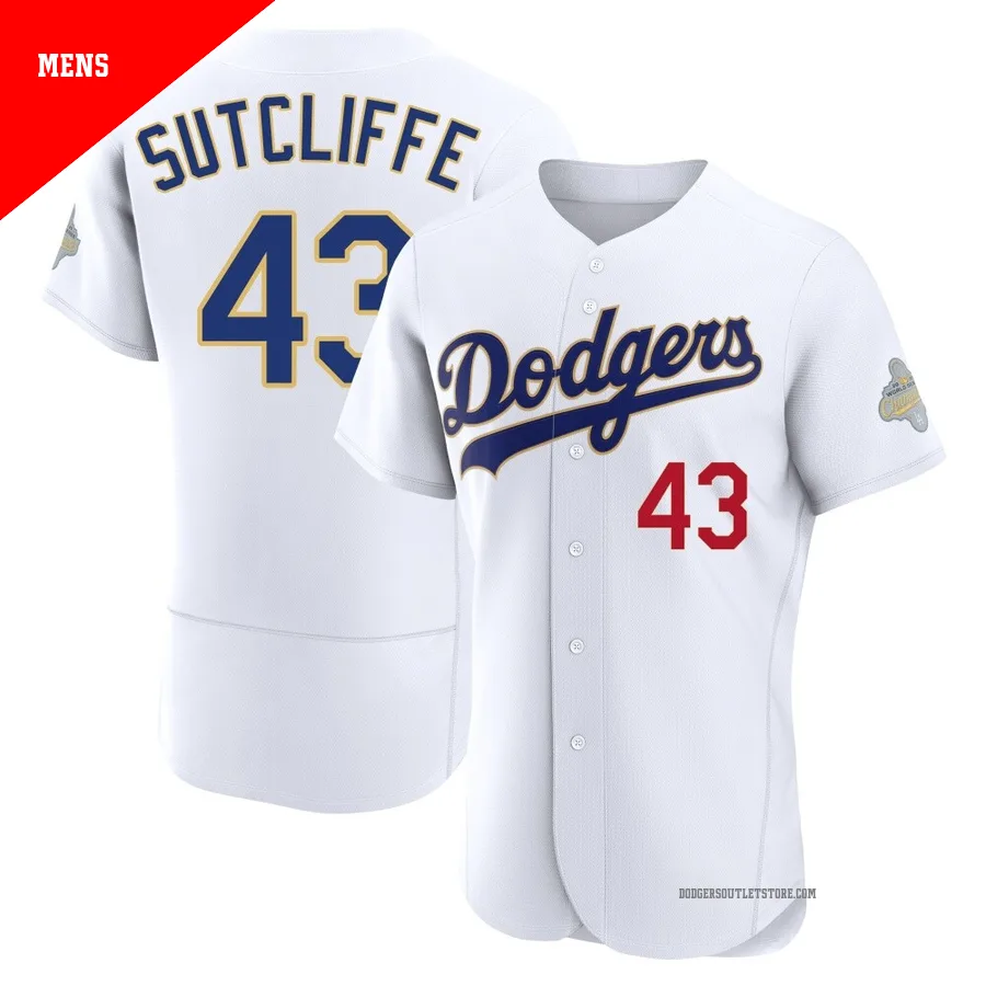 Los Angeles Dodgers ＃43 Rick Sutcliffe Men's Gold Authentic White 2026 Collection Jersey
