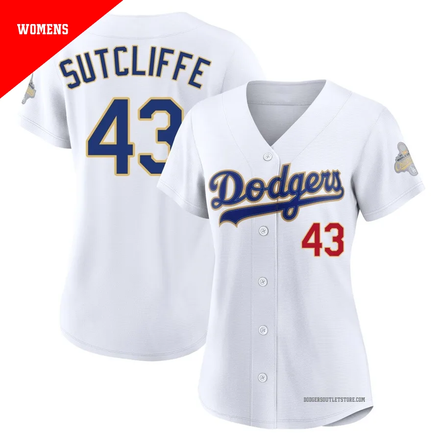 Los Angeles Dodgers ＃43 Rick Sutcliffe Women's Gold Limited White 2026 Collection Stadium Jersey