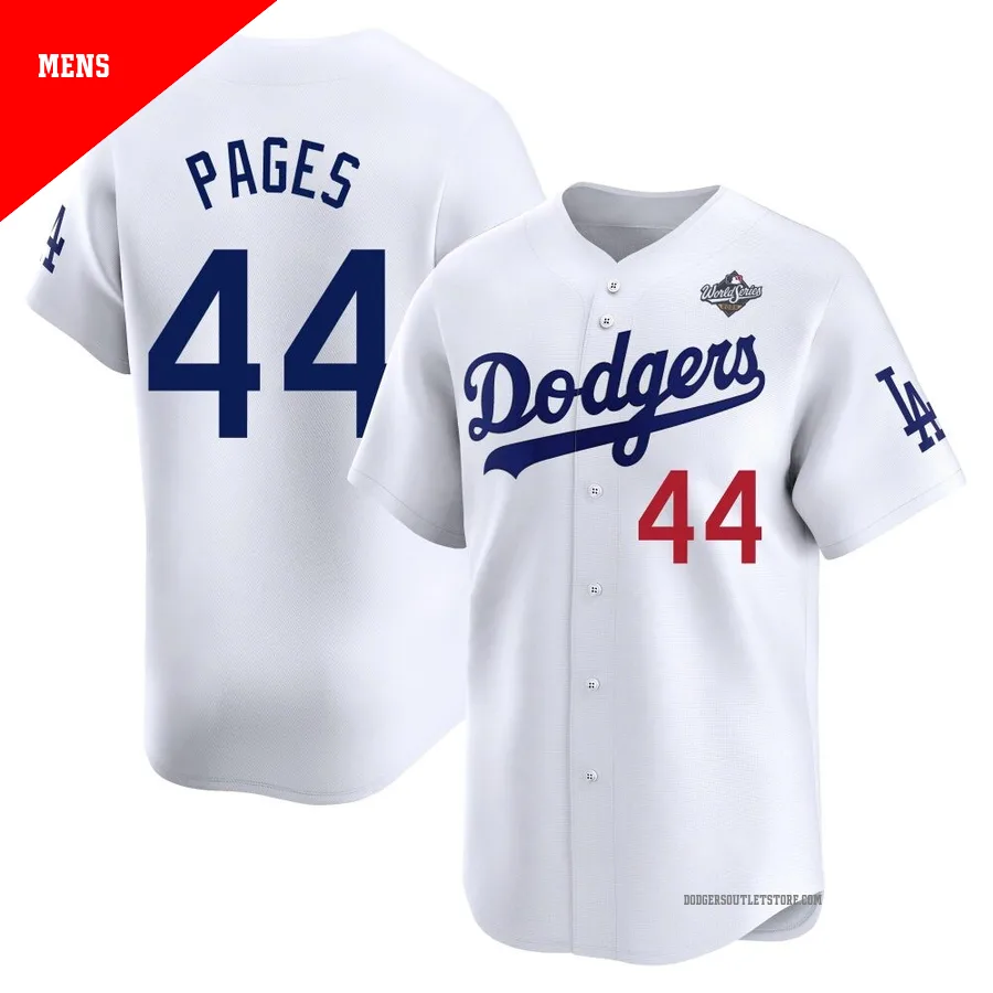 Los Angeles Dodgers ＃44 Andy Pages Men's White Limited Home 2025 World Series Jersey