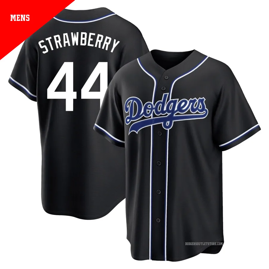 Los Angeles Dodgers ＃44 Darryl Strawberry Men's Black Replica Fashion Out Jersey