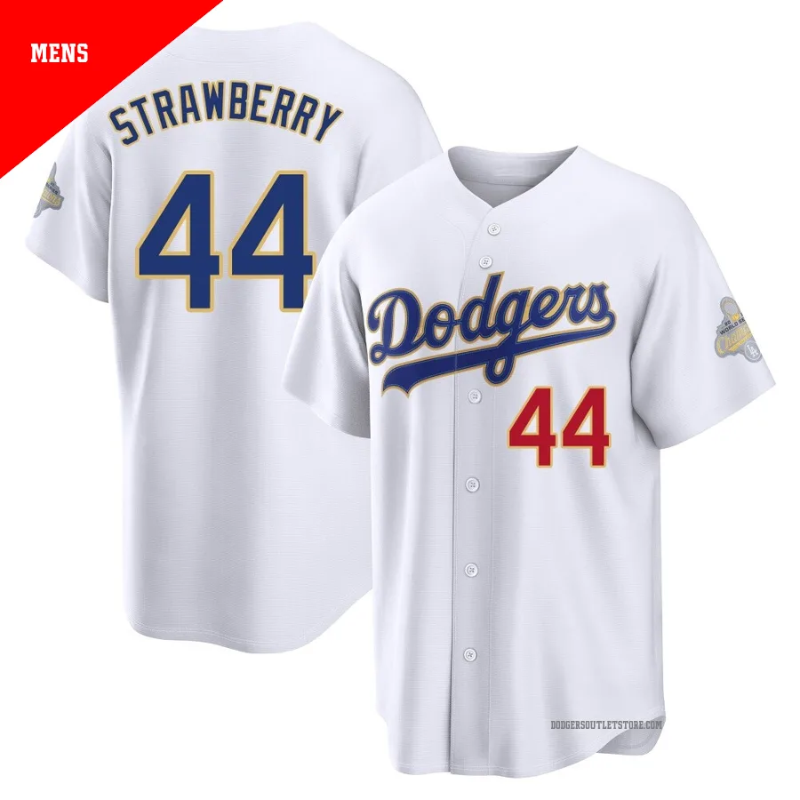 Los Angeles Dodgers ＃44 Darryl Strawberry Men's Gold Limited White 2026 Collection Stadium Jersey