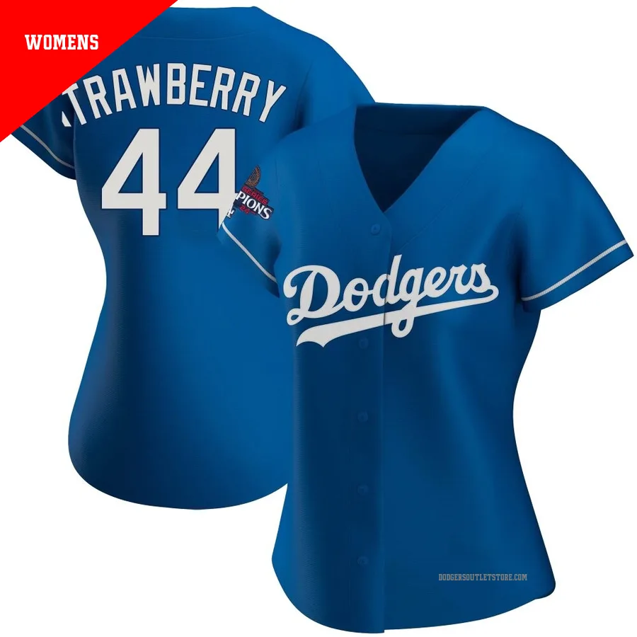 Los Angeles Dodgers ＃44 Darryl Strawberry Women's Royal Authentic Alternate 2024 World Series Champions Jersey