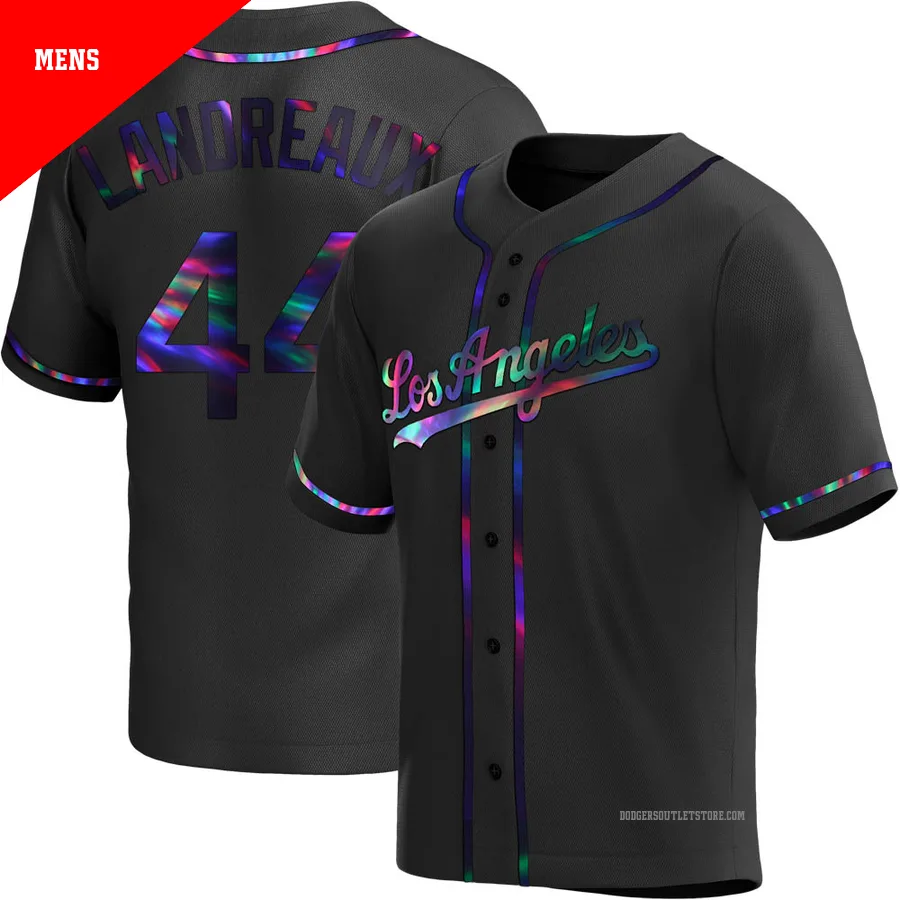 Los Angeles Dodgers ＃44 Ken Landreaux Men's Black Replica Holographic Alternate Jersey