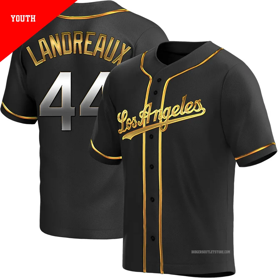 Los Angeles Dodgers ＃44 Ken Landreaux Youth Gold Replica Black en Alternate Jersey