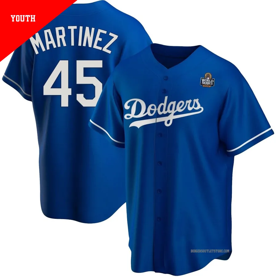Los Angeles Dodgers ＃45 Pedro Martinez Youth Royal Replica Alternate 2024 World Series Jersey