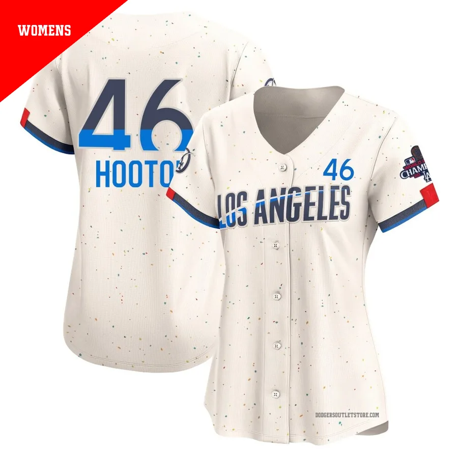 Los Angeles Dodgers ＃46 Burt Hooton Women's Cream Limited 2024 City Connect World Series Champions Jersey
