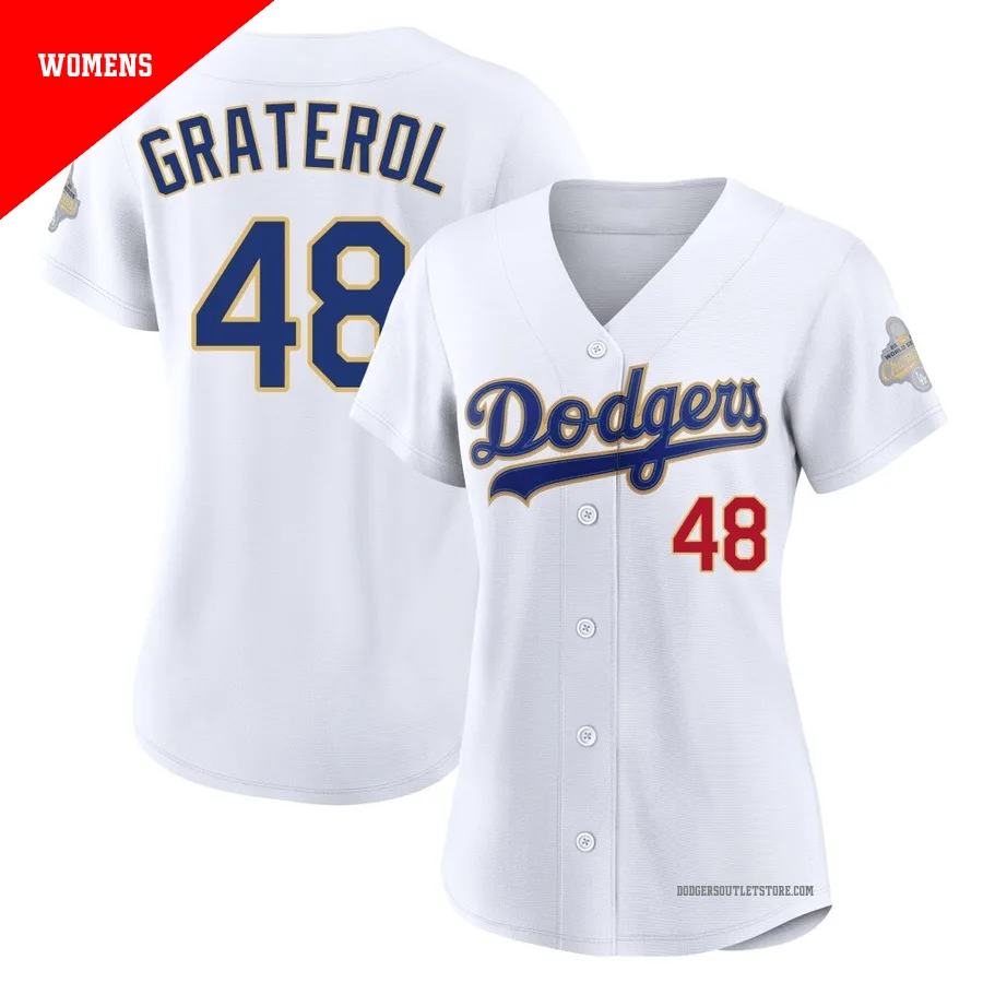 Los Angeles Dodgers ＃48 Brusdar Graterol Women's Gold Limited White 2026 Collection Stadium Jersey