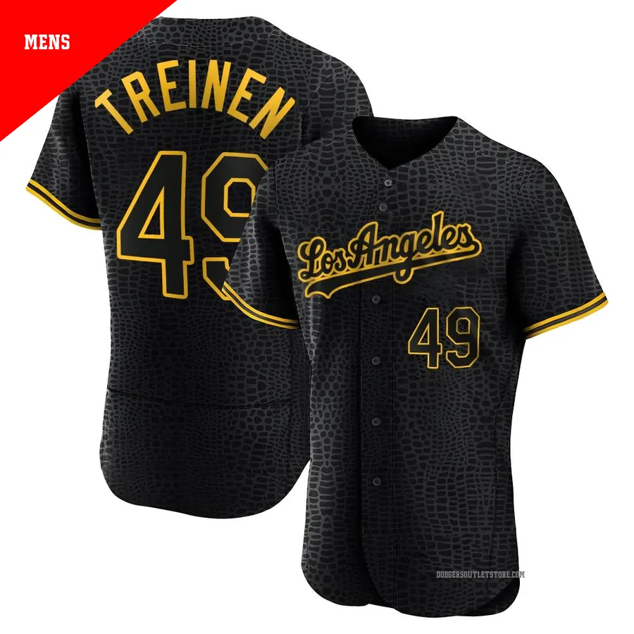 Los Angeles Dodgers ＃49 Blake Treinen Men's Black Authentic Snake Skin City Jersey