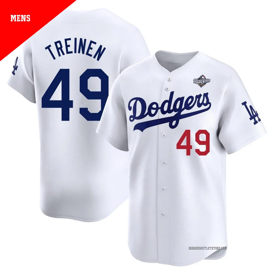 Los Angeles Dodgers ＃49 Blake Treinen Men's White Limited Home 2025 World Series Jersey