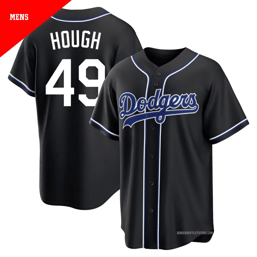 Los Angeles Dodgers ＃49 Charlie Hough Men's Black Replica Fashion Out Jersey