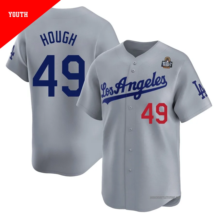 Los Angeles Dodgers ＃49 Charlie Hough Youth Gray Limited Away 2024 World Series Jersey