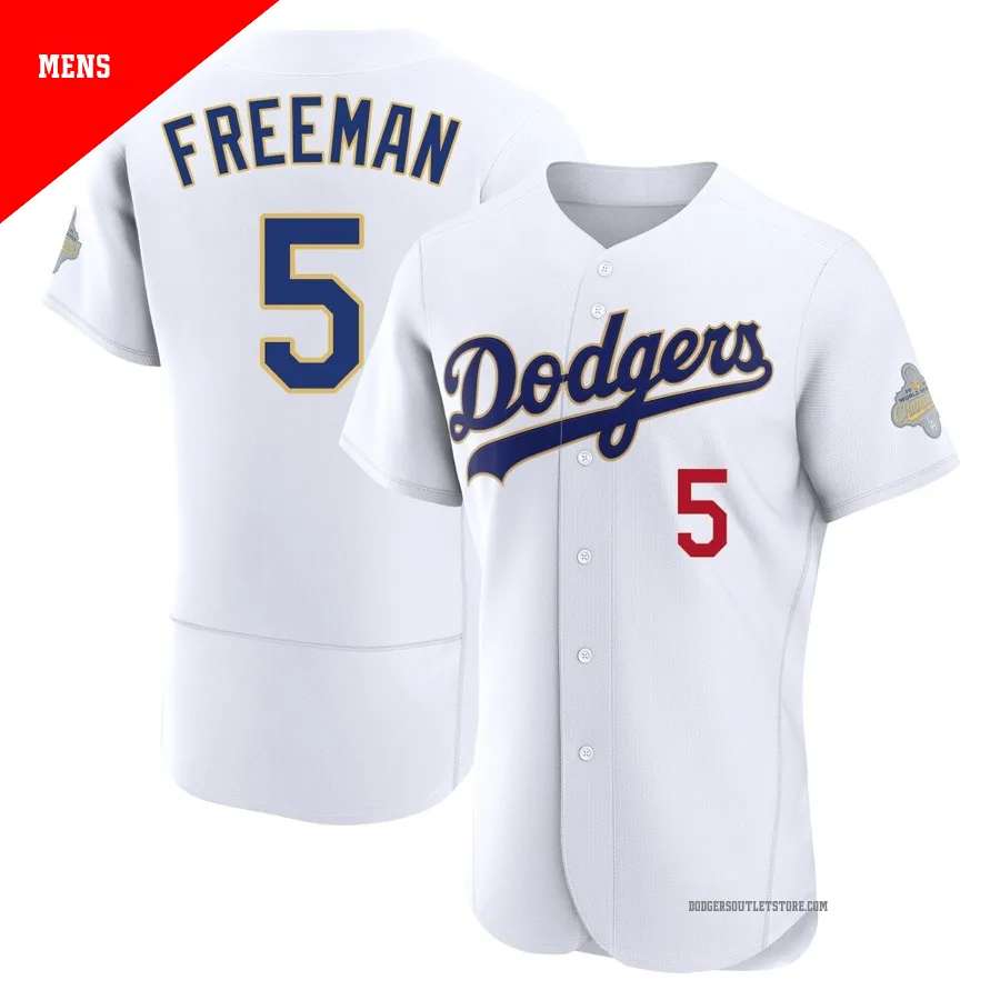 Los Angeles Dodgers ＃5 Freddie Freeman Men's Gold Authentic White 2026 Collection Jersey