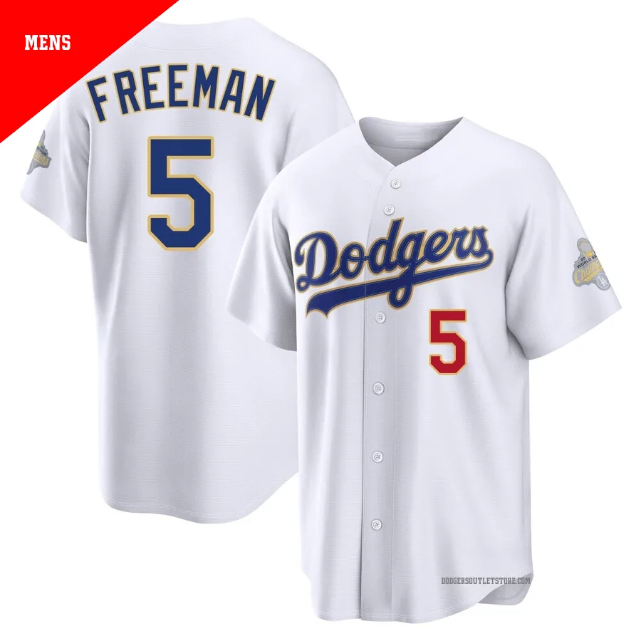 Los Angeles Dodgers ＃5 Freddie Freeman Men's Gold Limited White 2026 Collection Stadium Jersey