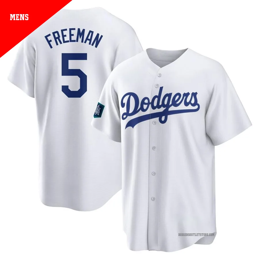 Los Angeles Dodgers ＃5 Freddie Freeman Men's White Replica 2024 World Tour Seoul Series Home Jersey