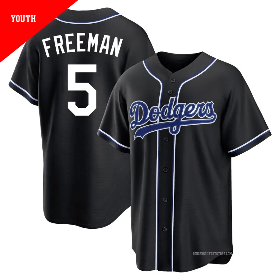 Los Angeles Dodgers ＃5 Freddie Freeman Youth Black Replica Fashion Out Jersey