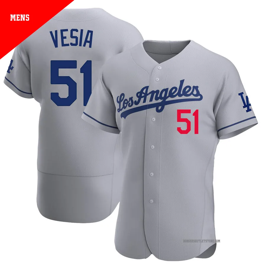Los Angeles Dodgers ＃51 Alex Vesia Men's Gray Authentic Away Jersey