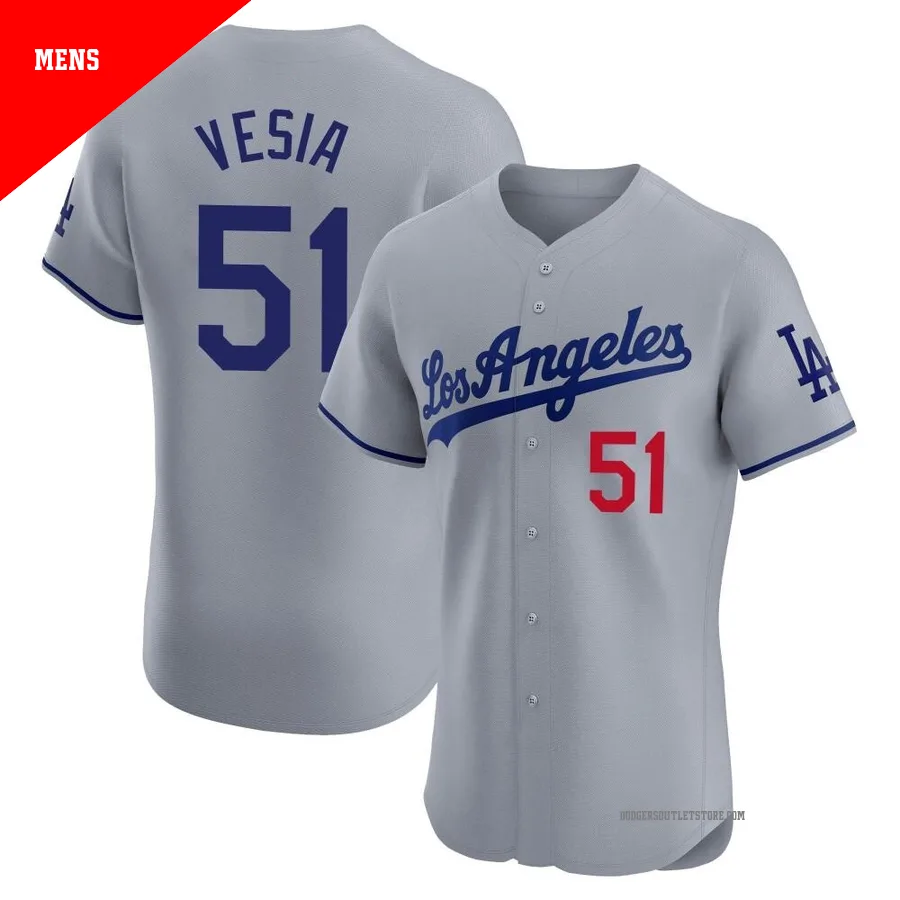 Los Angeles Dodgers ＃51 Alex Vesia Men's Gray Elite Road Jersey