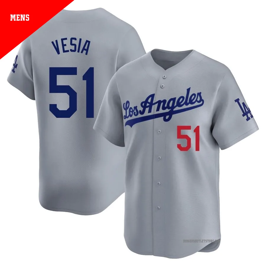 Los Angeles Dodgers ＃51 Alex Vesia Men's Gray Limited Away Jersey