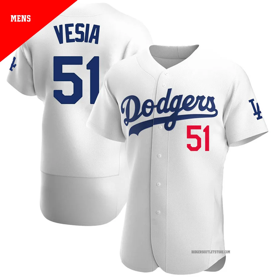 Los Angeles Dodgers ＃51 Alex Vesia Men's White Authentic Home Jersey
