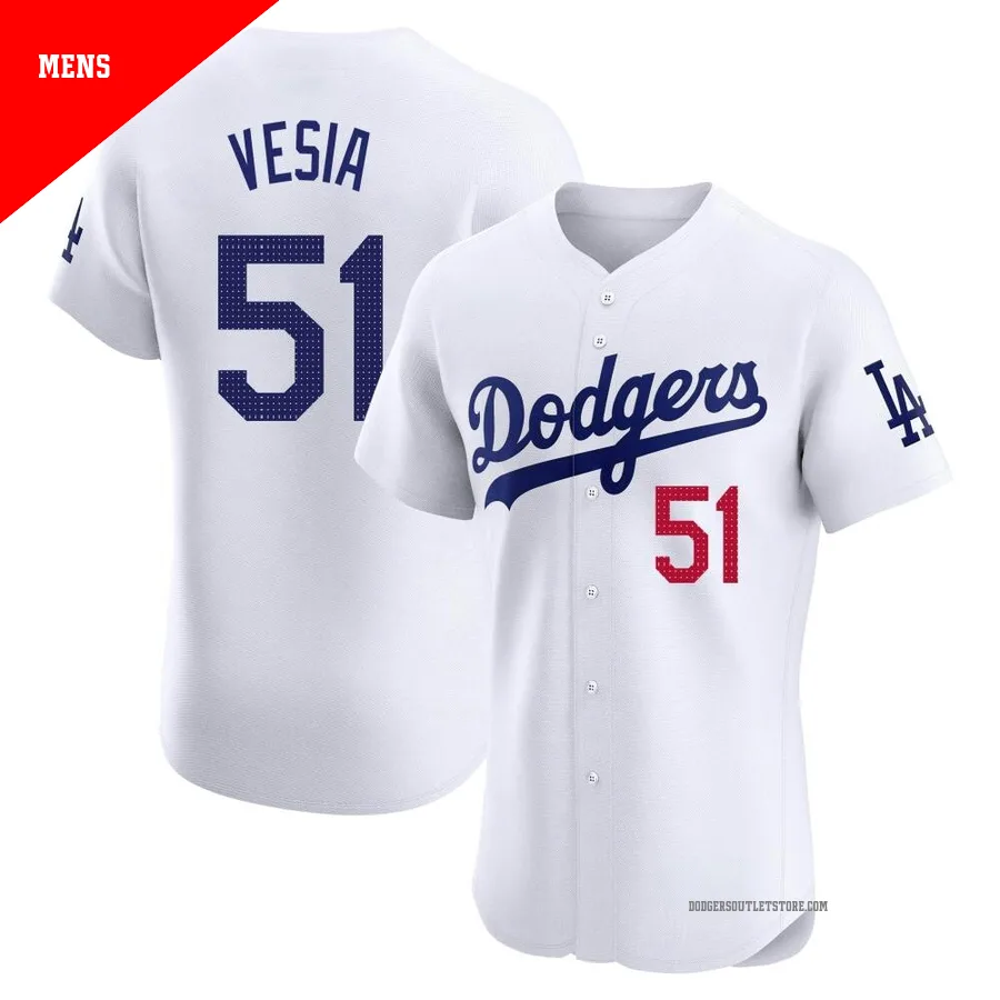 Los Angeles Dodgers ＃51 Alex Vesia Men's White Elite Home Jersey