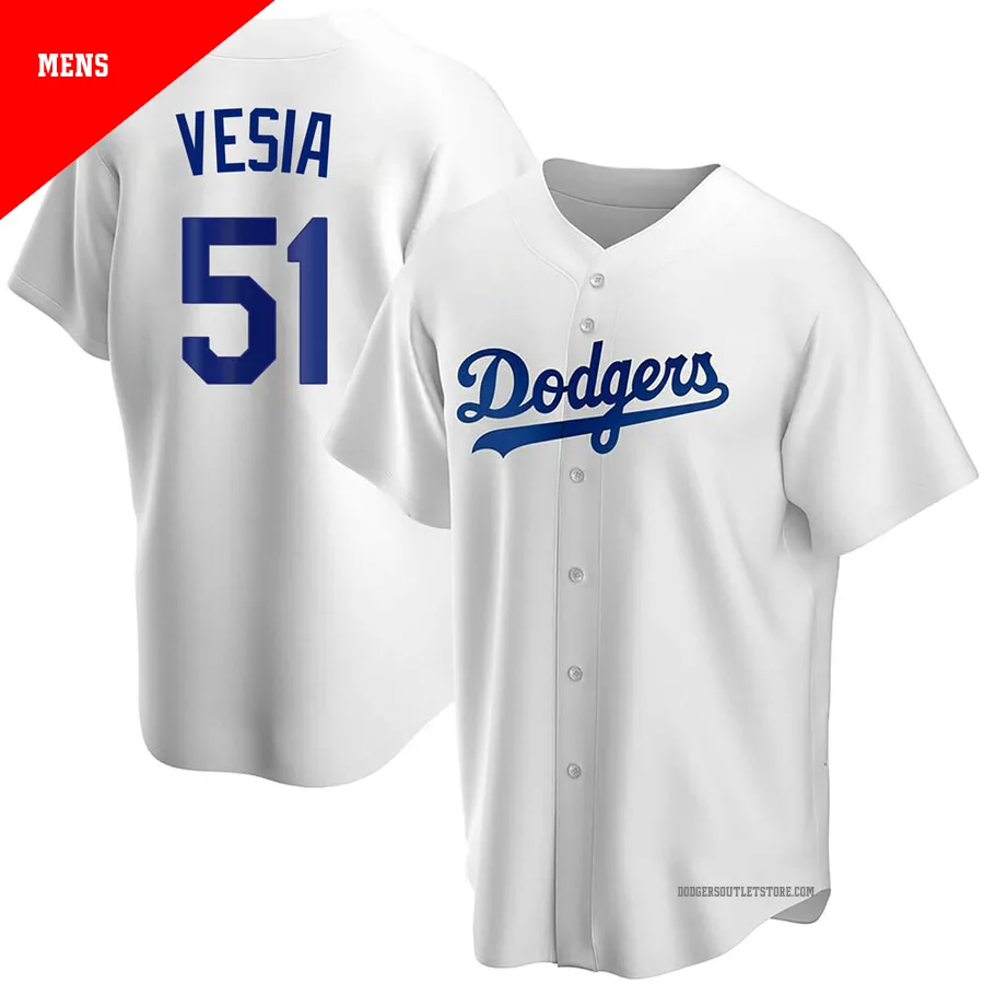 Los Angeles Dodgers ＃51 Alex Vesia Men's White Replica Home Jersey