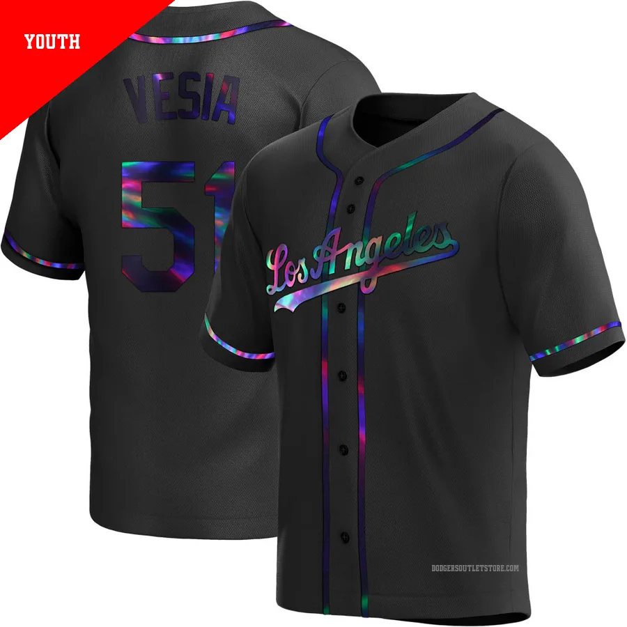 Los Angeles Dodgers ＃51 Alex Vesia Youth Black Replica Holographic Alternate Jersey