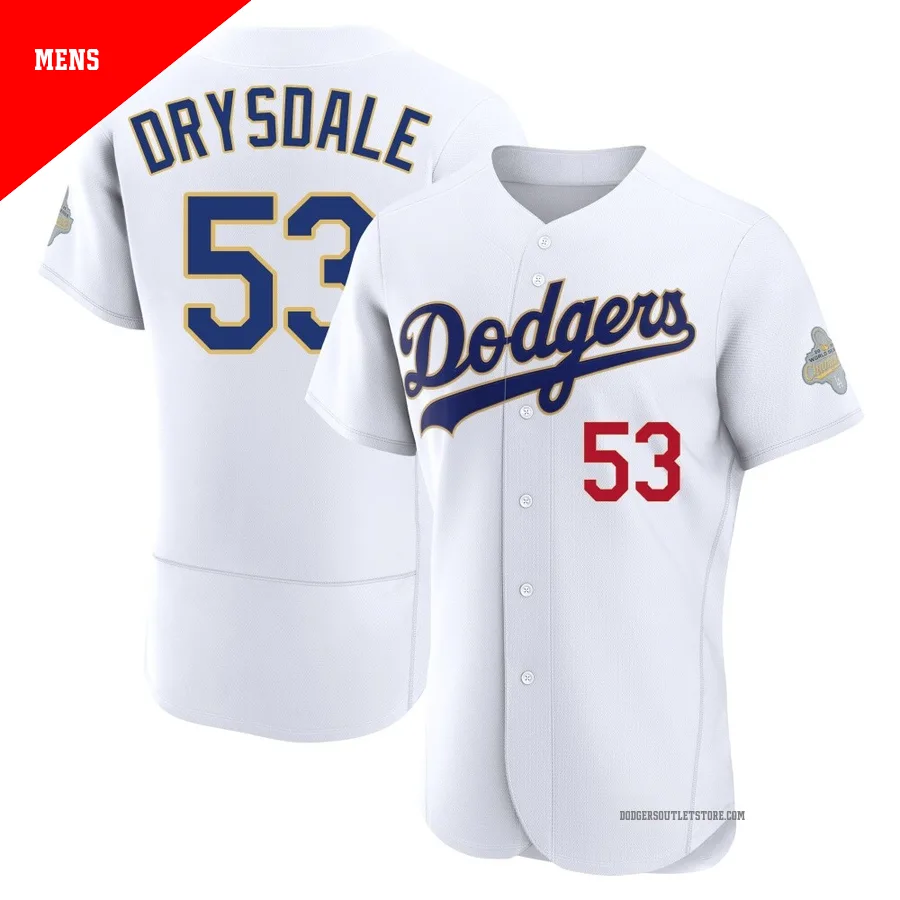 Los Angeles Dodgers ＃53 Don Drysdale Men's Gold Authentic White 2026 Collection Jersey