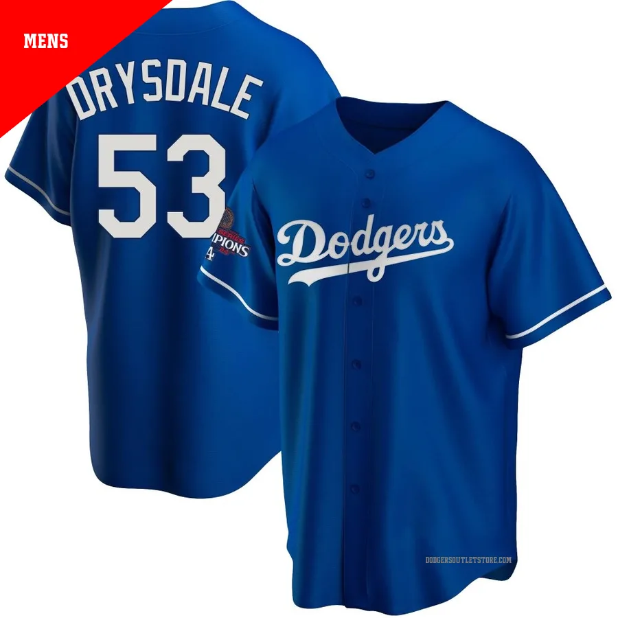Los Angeles Dodgers ＃53 Don Drysdale Men's Royal Replica Alternate 2024 World Series Champions Jersey