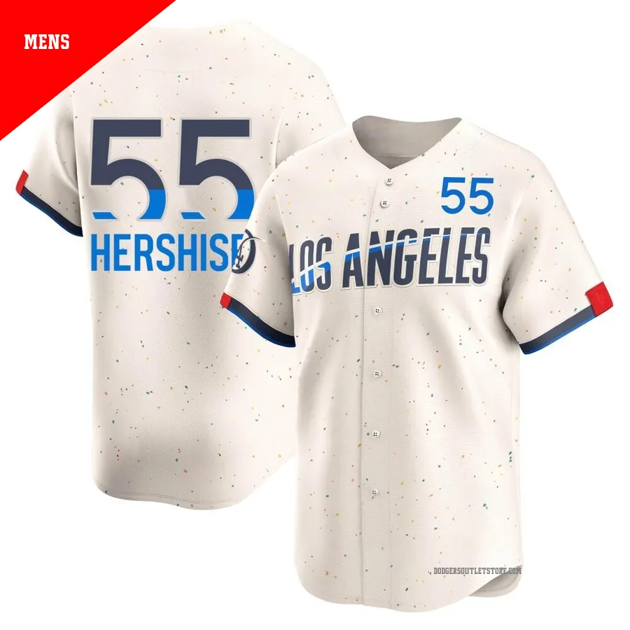 Los Angeles Dodgers ＃55 Orel Hershiser Men's Cream Limited 2024 City Connect Jersey