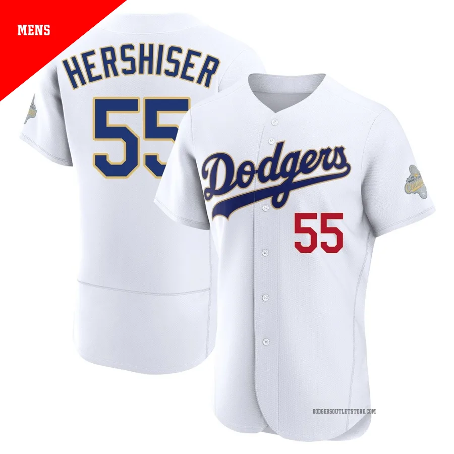 Los Angeles Dodgers ＃55 Orel Hershiser Men's Gold Authentic White 2026 Collection Jersey