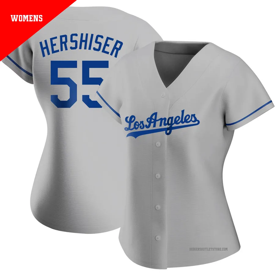 Los Angeles Dodgers ＃55 Orel Hershiser Women's Gray Authentic Road Jersey