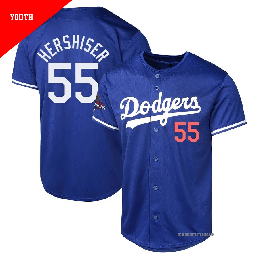 Los Angeles Dodgers ＃55 Orel Hershiser Youth Royal Limited Alternate World Series Champions Jersey
