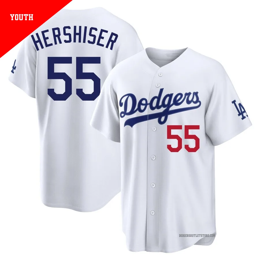 Los Angeles Dodgers ＃55 Orel Hershiser Youth White Limited Home Stadium Jersey