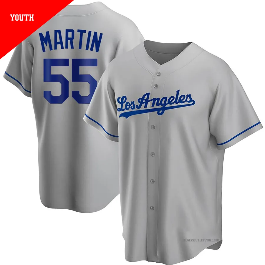 Los Angeles Dodgers ＃55 Russell Martin Youth Gray Replica Road Jersey