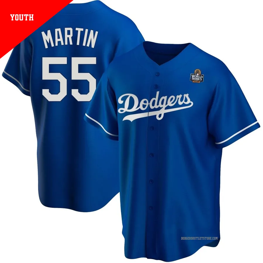 Los Angeles Dodgers ＃55 Russell Martin Youth Royal Replica Alternate 2024 World Series Jersey